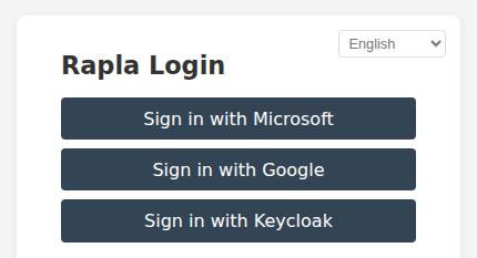 Sign-in options: Microsoft, Google and Keycloak
